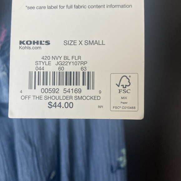 3/$33 So dress floral print off the shoulder smocked top boho long casual XS jr - Picture 11 of 17